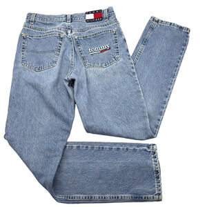 Vintage Y2K Tommy Hilfiger Med Wash High Rise Straight Jeans Jr 7 28x31" - FLAW